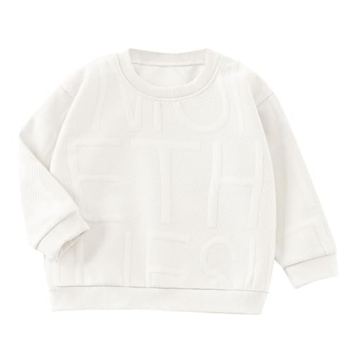 Kids Boys Girls Letter Sweatshirts Cute Long Sleeve Pullover Sweatshirt Toddler Outfits for School (White, 7-8 Years)