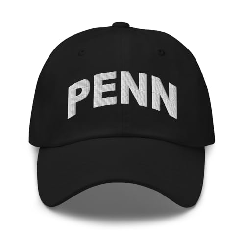 Penn Pennsylvania Hat Penn PA Cap Embroidered Dad Hat Adjustable Strap Closure Unisex Black