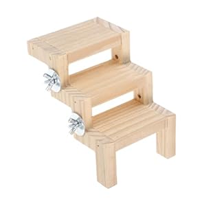 12x9cm Mini Vogeltreppe, Holztreppe mit 3 Etagen f&uuml;r den Vogelk&auml;fig | Vogel-Sitzbretter