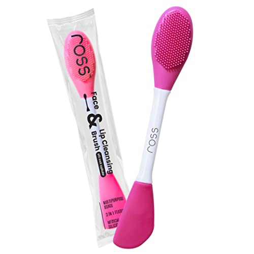 Ross Silicone Face Mask Applicator & Lip Cleansing Brush Made With Ultra Hygienic Soft Silicone bristle for Gentle Exfoliation (Dark Pink)