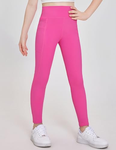 Zaclotre Girls Athletic Leggings with 4 Pockets High Waist Tights Kids Workout Yoga Pants for Running Dance2