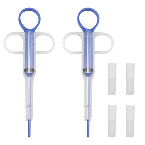 DewGulf Distributeur de Comprimés pour Chat et Chien - Lance Pilule avec 2 Seringues pour Animaux et 4 Embouts Souples - Pet Pill Dispenser et Poussoir à...