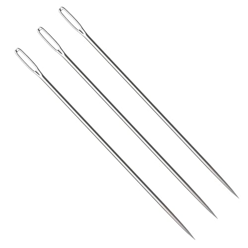 3 Pcs 12 Inch Upholstery Needles, 3mm Large Eye Darning & Tufting Needles for Crafts, Doll Making, Hand Sewing and Furniture Repair