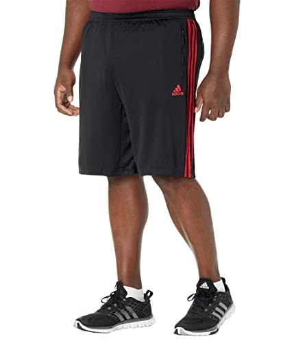 adidas Men's Size Designed to Move 3-Stripes Shorts, Black/Scarlet, 3X-Large Tall