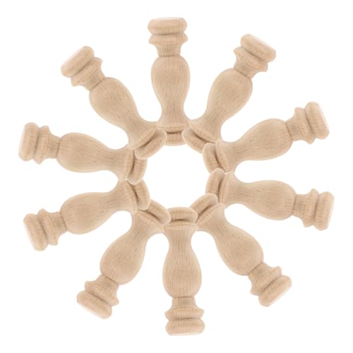 Housoutil Safety Decorative Solid Wood Balusters 10pcs Indoor Stairs Spindles Roman Pillar Carved Post Unpainted