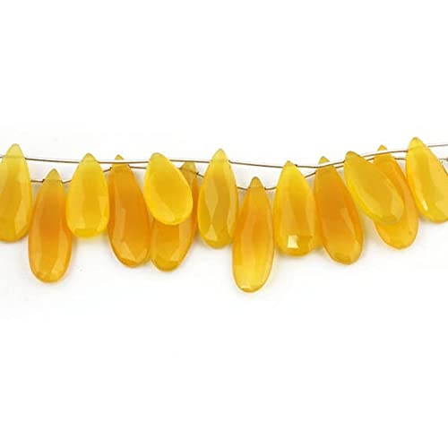 Calcédoine jaune perles poire 36mm pour créer un cadeau fait main