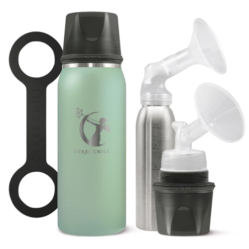 Image of Breastmilk Chiller Reusable Storage Container by CERES CHILL | Keeps Milk Safe for up to 20 Hours | Connects w/Major Pumps (1 Chiller, Zen Green)