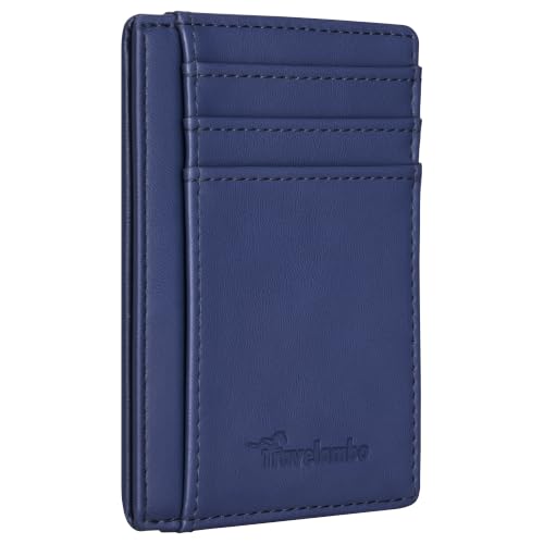 Image of Travelambo Slim Wallet Front Pocket Minimalist Leather RFID Blocking Medium Size