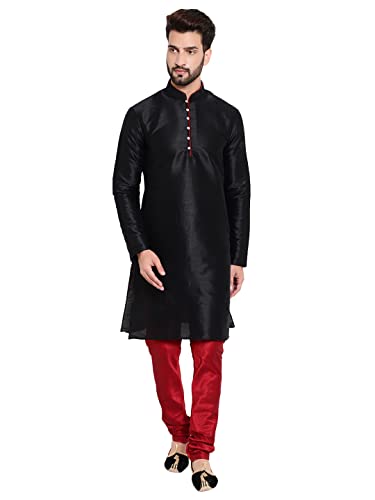 Image of HUZUR Mens Silk 6 Loop Kurta Pajama