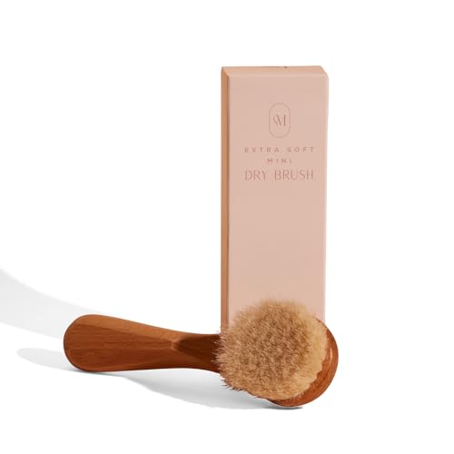 CSM Extra-Soft Mini Dry Brush for Sensitive Skin - Gentle Exfoliation with Natural Goat Hair Bristles, Improves Circulation & Boosts Radiance