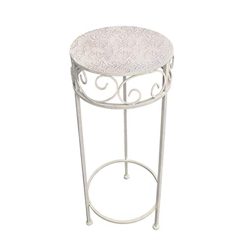 PrimoLiving Metall Blumenhocker/Beistelltisch antikweiß rund Gr. M (P-760)