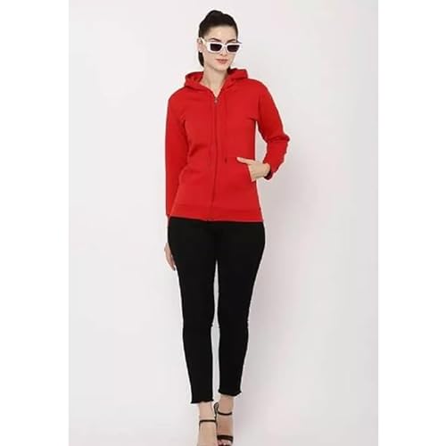 Image of Clotth Theory Women's Cotton Fleece Hooded Neck Sweatshirt | Hoodie Jacket with Kangaroo Pocket