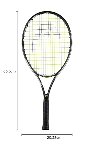 Image of HEAD IG Speed 25 Strung Tennis Racquet | Lightweight & Morden Design | Superb Playability | Innegra & DampPlus Technology | for Kids Aged 8-10 | Material: Graphite Composite | Color: Black-White