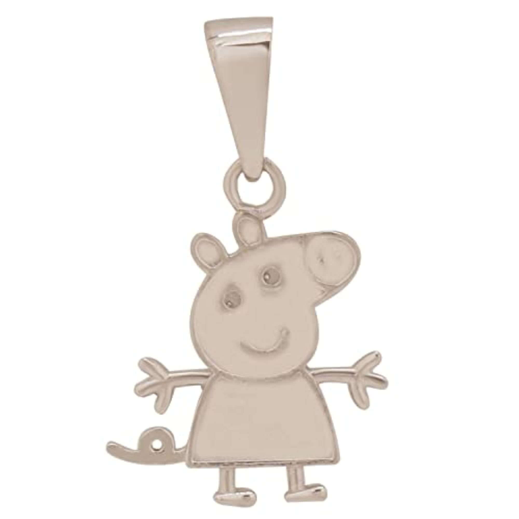 925 Sterling Silver Peppa Pig Pendant and Chain Set for Kids