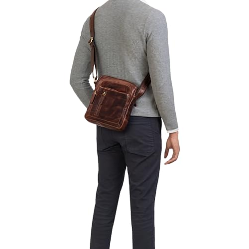 Bolso bandolera de hombre para iPad de 9,7 pulgadas STILORD Jaime pequeño bolso de cuero marrón 2