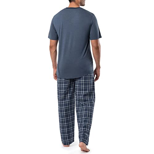 Joseph Abboud Men's Knit Short Sleeve V-Neck and Woven Pant Pajama Sleep Set2