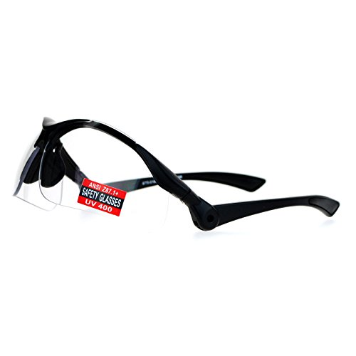 PASTL Clear Lens Protective Safety Glasses UV 400 ANSI Z87.1+ Up Down Temple3