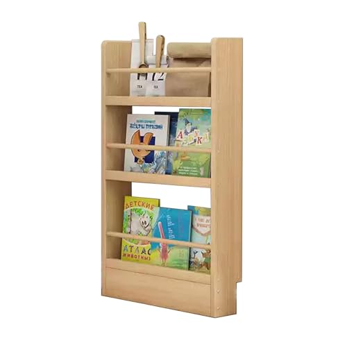 Hssnbkg - Hssnbkg Hinter der Tür Bücherregal Holz, Wandhalterung Bücherregal hinter der Tür für Spielzeug und Bücher Platzsparendes schmales für Schlafzimmer, Wohnzimmer, Büro(Holzfarbe-70x10x89cm)