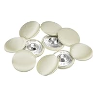 QUARKZMAN Bottoni Rivestiti In Tessuto Con Gambo In Metallo – 10 Pezzi Rotondi 20mm (4/5) Grigio Argento Per Cucito Fai Da Te, Sostituzione Per Abiti, Cappotti E Zaini