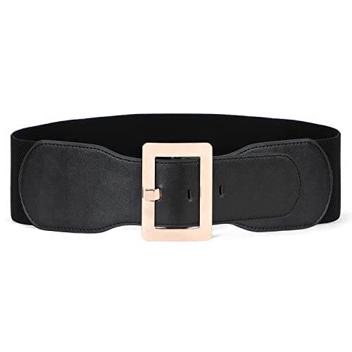 JASGOOD Women Dress Waist Belt Stretchy Elastic Vintage Belts for Dress Santa Belt with Metal Buckle