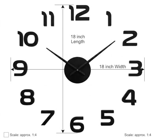 Image of RAPAL Frameless DIY Wall Sticker Clock (55 x 55 cm) - Decorative 3D Number Stickers for Living Room and Bedroom (DIY 17)