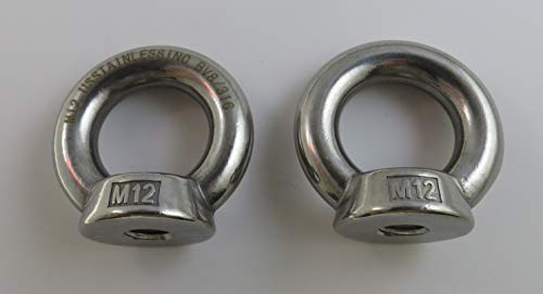 Image of US STAINLESS 2 Pieces Stainless Steel 316 12mm Lifting Eye Nut M12 Heavy Duty Marine Grade