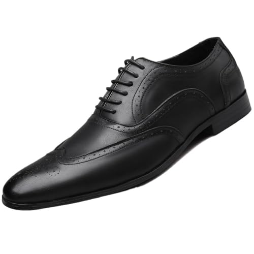Italian Luxury Men Leather Dress Shoes Lace Up Loafers Round Toe Business Formal Comfortable Wedding Non Slip Genuine Leather Classic Office