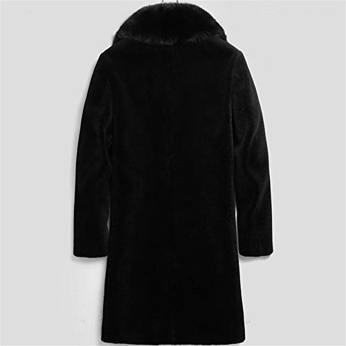 SXHEYUY Herren Kunstpelz Parka Outwear Pelzkragen Winter Männer Winter Trenchcoat Winddicht Warm Dicker Langer Mantel Parker Jacke Mit Knopf,Schwarz,XL