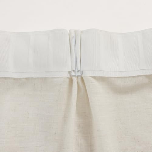 Ftinala Cream Linen Sheer Curtains 108 Inches Long, Ivory Textured Neutral Drapes for Living Room Bedroom, Coastal Sliding Glass Door Window Treatments, DIY Pinch Pleat Semi Sheers with Hooks - Image 2