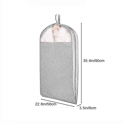 Durable Oxford Fabric Garment Bags, Breathable Garmet Bag, Three-Dimensional Design, Suit Bags with Transparent Window, for Suits, Jackets(Gray,35.4in/90cm)2