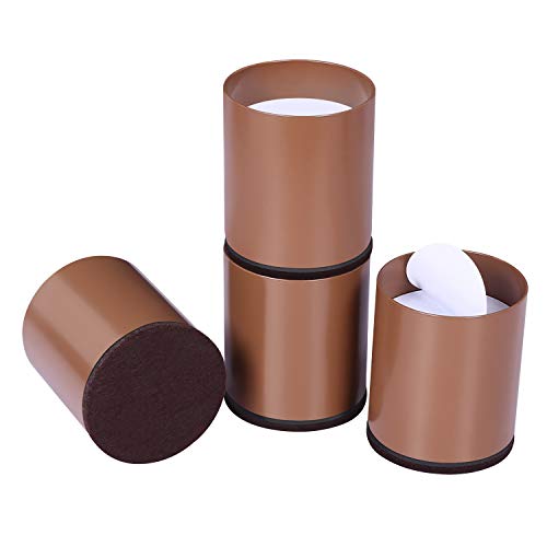 Ezprotekt Elevadores de Cama, Elevadores de Muebles para Sofá, Mesa, Altura de Elevación de 2 ', Almohadilla Inferior Protege los Suelos, Juego de 4,Marrón Redondo