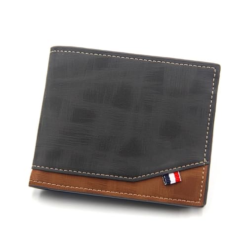 men's wallet Men's Vintage Leather Patchwork Wallet Clutch Pocket Short Purse Business Card Holder(Blue)