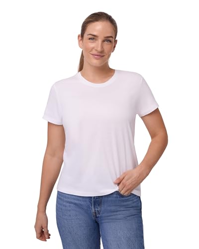 DANISH ENDURANCE Maglietta in Cotone Biologico, T-Shirt a Mezze Maniche, Morbida, Premium, da Donna, Scollo Rotondo - Bianco, L