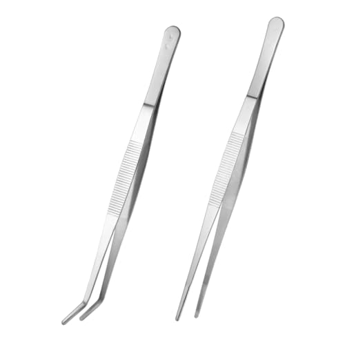 DEARMAMY 2pcs Stainless Steel Tweezers Feeding Tongs for Reptiles Snakes Lizards