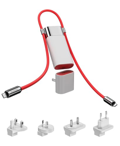 SHARGE Pouch 3 in 1 Power Bank PD 40W y Carga Rápida de 10000 mAh con Cable Rojo SUPERVOOC de 55W y 36Wh para 16, 12, 11, Open y Nord Series (Blanco)