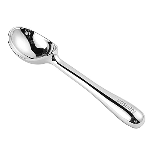 Bosajewel Custom Engraved Stainless Steel Name Scoops Personalized Tea Coffee Soup Cereal Ice Cream Scoop Creative Dads Ice Cream Spoon Suitable for Teenagers Friend Family Father Mother Gifts-Silver