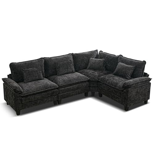 Image of URRED Oversized Modular Sectional Sofa,Black:116 inch V Shaped