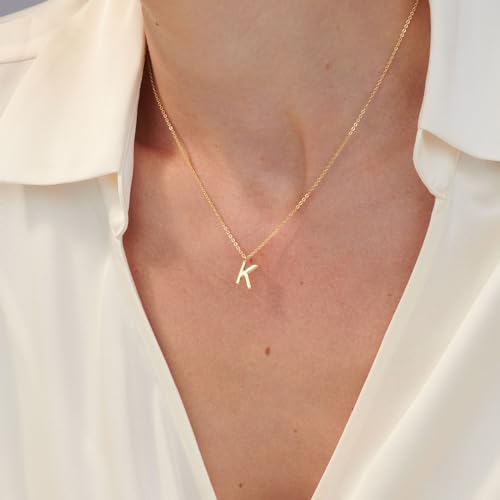 HANLI Initial Necklaces for Women - 14k Gold Plated Dainty Letter Necklace Simple Alphabet A-Z Necklace Personalized Monogram Name Necklace for Women Jewelry2