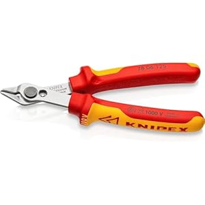 knipex electronic super knips® vde isolées par gaines bi matière, certifiées vde 125 mm 78 06 125, rouge/jaune