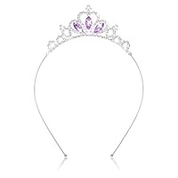 AUZUO Prinzessin Krone Tiara, Lila Diadem Kristall Tiaras für Mädchen Kleinkind Festzug Krone Strass Stirnband Silber Tiara für Frauen Mädchen Geburtstag Hochzeit Halloween Party Weihnachtsgeschenke