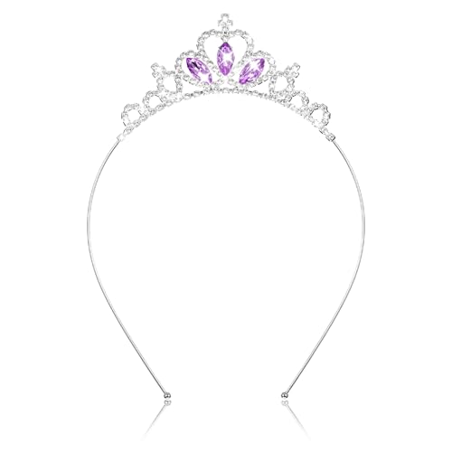 AUZUO Prinzessin Krone Tiara, Lila Diadem Kristall Tiaras für Mädchen Kleinkind Festzug Krone Strass Stirnband Silber Tiara für Frauen Mädchen Geburtstag Hochzeit Halloween Party Weihnachtsgeschenke