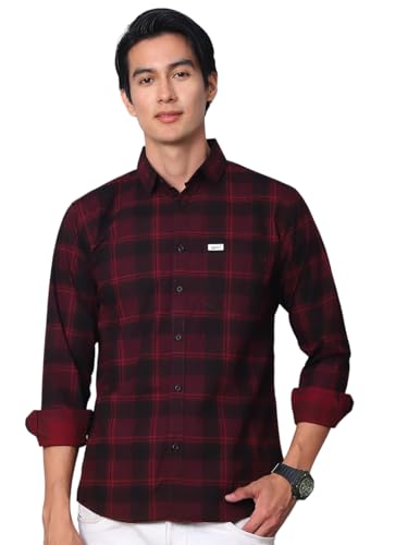 Image of Majestic Man Comfort Cotton Slim Fit Checked Casual Shirt for Men