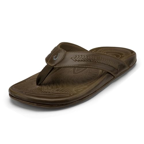 Image of OluKai Mea Ola Mano Men's Leather Sandals, Hand-Woven Hawaiian Strap