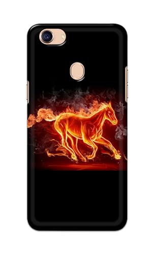 Image of Plastic Printfidaa Printed Hard Back Cover Case For Oppo F5 | Oppo F5 Youth | Oppo F5 Plus Back Cover (Fiery Horse) -112,Black