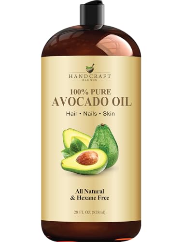 Handcraft Blends Avocado Oil - Cold-Pressed 28 Fl Oz - 100% Pure and Natural - Premium Grade Carrier Oil for Skin and Hair - Hair and Body - Massage - Hexane-Free