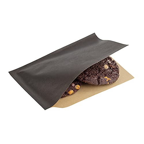Bag Tek 6.25" x 4.75" Double Open Bags, 100 Small Deli Paper Sheets - Disposable, Greaseproof, Black Paper Deli Wrap Liners, For Snacks, Cookies, And More, - Restaurantware