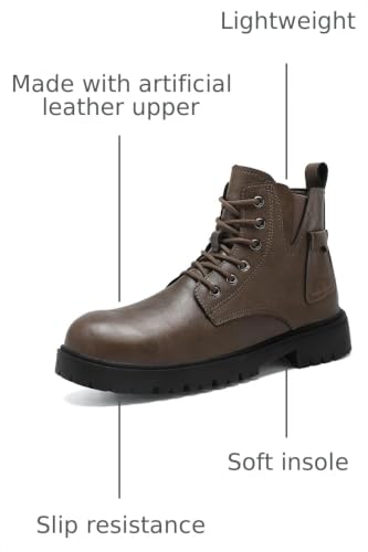 Image of RiverValley Mens Boots Fashion Casual Motorcycle Boot Hiking Chukka Boots for Men