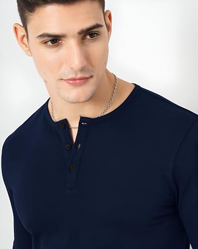 Image of LAZYCHUNKS Luxury Men's Full Sleeve Henley T-Shirt - Soft, Breathable, Stylish (Men's Henley T-Shirt), Great for Party and Casual wear
