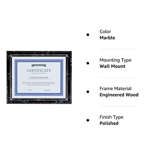 Fine Stationery Black Marble Award Plaque - Slide-In 8.5X11 Certificate Or Diploma, Wall Frame #TOP5