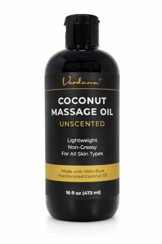 Verdana Coconut Massage Oil Unscented for Massage Therapy Lightweight & Non-Greasy for Professional & Home Use Made with Fractionated Coconut Oil 16 fl oz